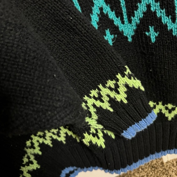 Vintage Black Liz Wear Chucky Cotton Turtleneck Sweater With Colorful Design - Picture 6 of 11